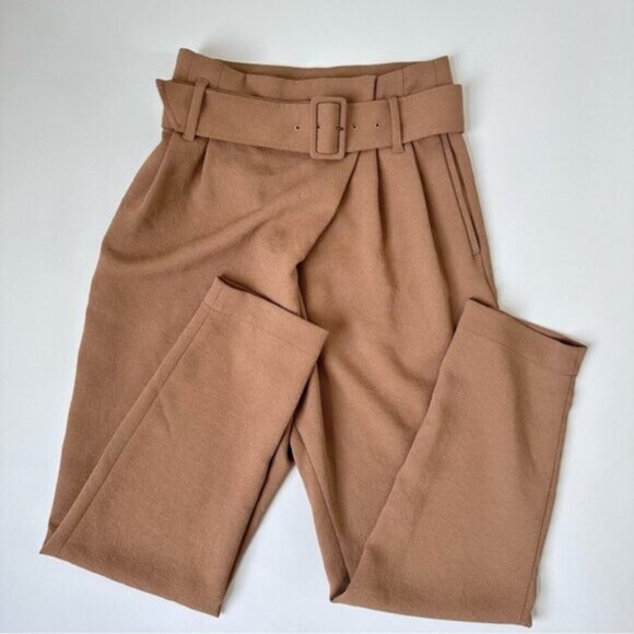 ARITIZIA Wilfred Messaux Crossover Pant Trousers in Camel Women's Size XS Flowy - Picture 4 of 16